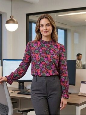 JODIFL Ditsy Floral Blouse, Women’s S, Fit to Medium, Multicolor